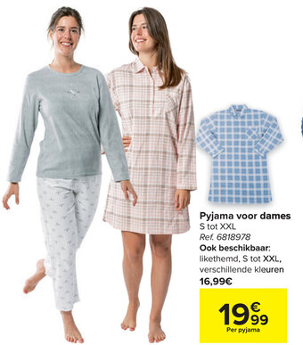 Carrefour Pyjama voor dames S tot XXL aanbieding