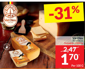Intermarché Val-Dieu Raclettekaas 100g aanbieding