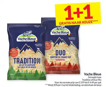 Intermarché Vache Bleue Geraspte Kaas Tradition of Duo Mix 1+1 Gratis aanbieding