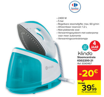 Carrefour Klindo Stoomcentrale KSG2200-21 aanbieding