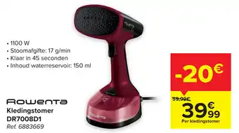Carrefour Rowenta Kledingstomer DR7008D1 aanbieding