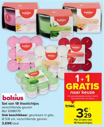 Carrefour Bolsius Set van 18 theelichtjes aanbieding