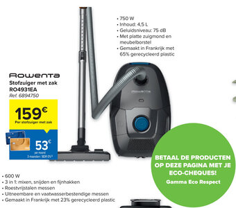 Carrefour Rowenta Stofzuiger met zak RO4931EA aanbieding