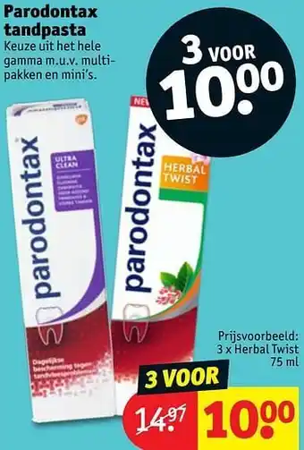 Kruidvat Parodontax tandpasta 75ml aanbieding