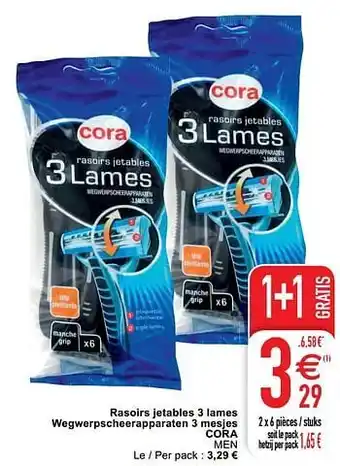 Cora Rasoirs jetables 3 lames wegwerpscheer apparaten 3 mesjes cora men aanbieding
