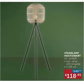 Staanlamp hout-zwart