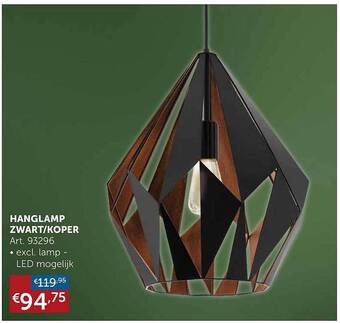 Zelfbouwmarkt Hanglamp zwart-koper aanbieding