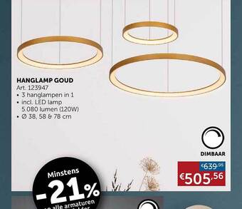 Zelfbouwmarkt Hanglamp goud aanbieding