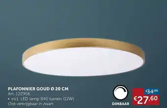 Zelfbouwmarkt Plafonnier goud 20 cm aanbieding