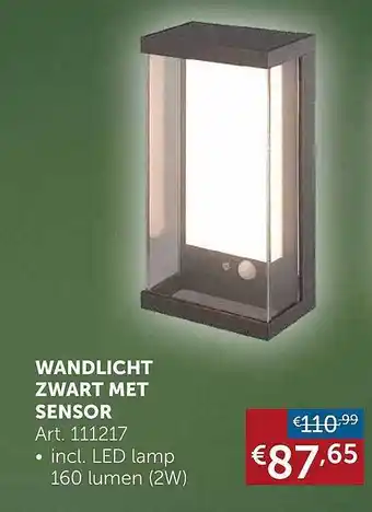 Zelfbouwmarkt Wandlicht zwart met sensor aanbieding