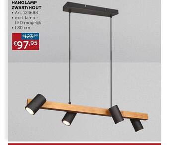 Zelfbouwmarkt Hanglamp zwart-hout aanbieding