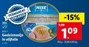 Lidl Geelvintonijn in olijfolie 104g aanbieding