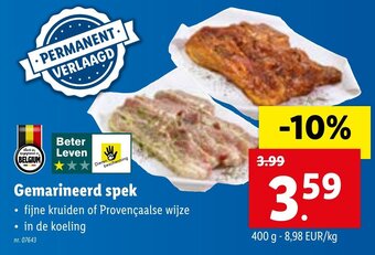 Lidl Gemarineerd spek 400g aanbieding