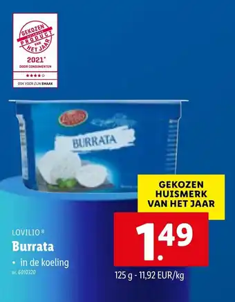 Lidl Burrata 125g aanbieding