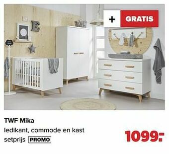 Baby-Dump Twf mika ledikant, commode en kast aanbieding