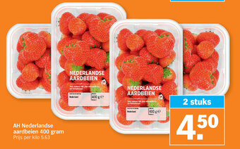 Albert Heijn AH Nederlandse aardbeien 400 gram aanbieding