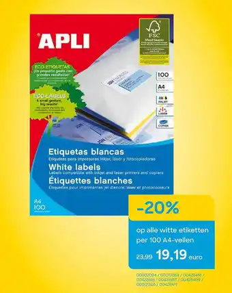 Witte etiketten per 100 a4vellen
