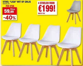 Hubo Stoel lisa wit of grijs aanbieding