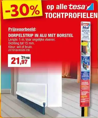 Hubo Dorpelstrip in alu met borstel aanbieding