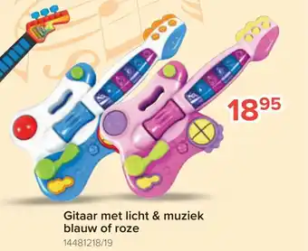 Euroshop Gitaar met licht & muziek blauw of roze 14481218/19 aanbieding
