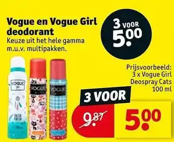 Kruidvat Vogue girl deospray cats 100ml aanbieding