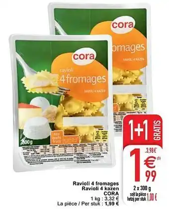 Cora Ravioli 4 fromages ravioli 4 kazen cora aanbieding
