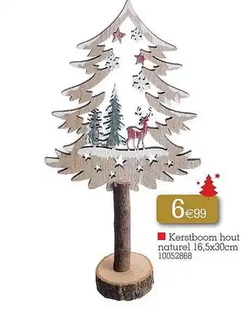 Kerstboom hout naturel 16,5x30cm