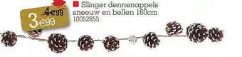 Slinger dennenappels sneeuw en bellen 160cm