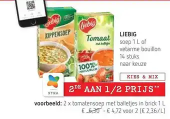 Spar Colruyt Liebig soep of vetarme bouillon aanbieding