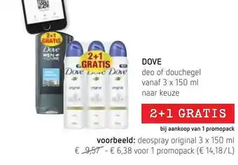 Spar Colruyt Dove deo of douchegel aanbieding