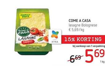 Spar Colruyt Come a casa lasagne bolognese aanbieding