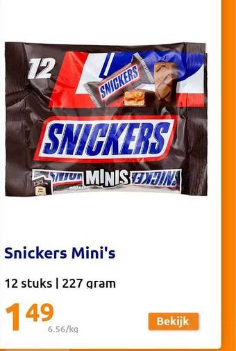 Action Snickers mini's aanbieding