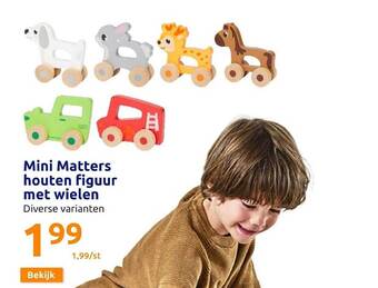 Action Mini matters houten figuur met wielen aanbieding