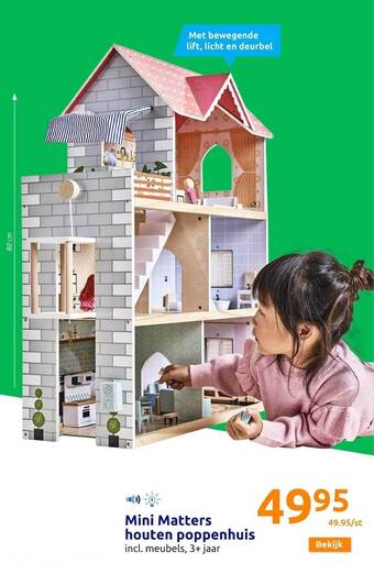 Action Mini matters houten poppenhuis aanbieding