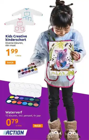 Action Kids creative kinderschort, waterverf aanbieding