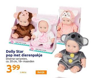 Action Dolly star pop met dierenpakje aanbieding