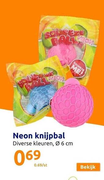 Action Neon knijpbal aanbieding