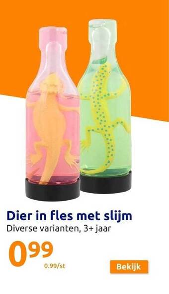 Action Dier in fles met slijm aanbieding