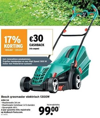 GAMMA Bosch grasmaaier elektrisch arm 34 aanbieding