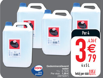 Cora Gedemineraliseerd Water 4 x 5L aanbieding