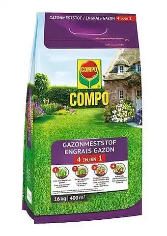 Makro Compo Gazonmeststof 4-in-1 16 kg (400 m²) aanbieding