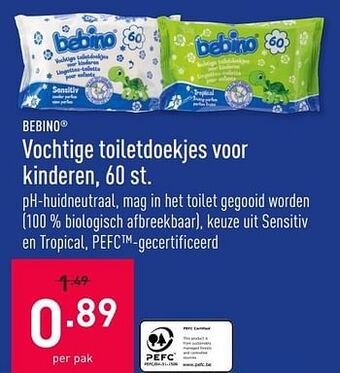 ALDI Vochtige toiletdoekjes voor kinderen aanbieding