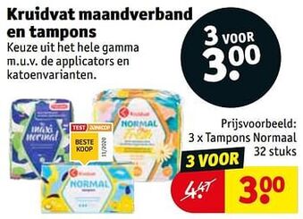 Kruidvat Kruidvat maandverband en tampons aanbieding