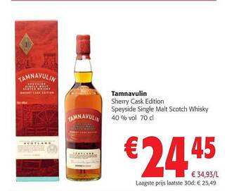 Colruyt Tamnavulin sherry cask edition speyside single malt scotch whisky aanbieding