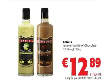Colruyt Filliers jenever vanille of chocolate aanbieding