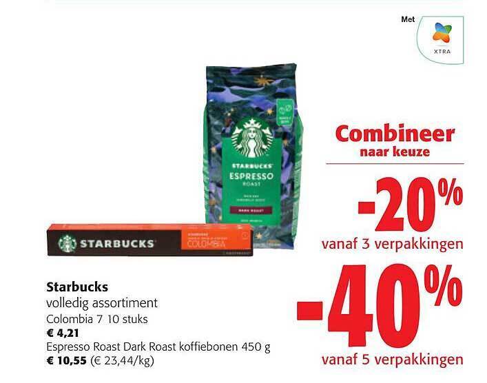 Starbucks colombia, espresso roast dark roast koffiebonen promotie bij