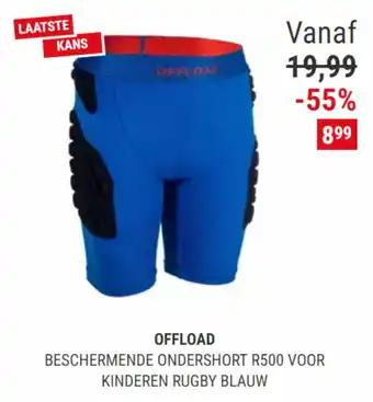 Decathlon Offload  Beschermende Ondershort R500 voor Kinderen Rugby Blauw aanbieding