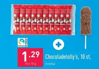 ALDI Chocoladelolly's, 10 st. 10 x 15 g aanbieding