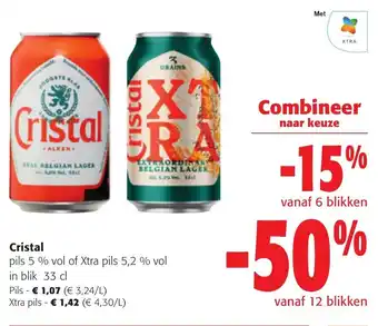 Colruyt Cristal pils 5% vol in blik 33CL aanbieding