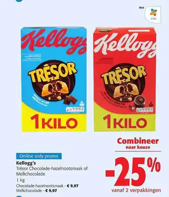 Colruyt Kellogg's trésor chocoladehazelnootsmaak of melkchocolade aanbieding